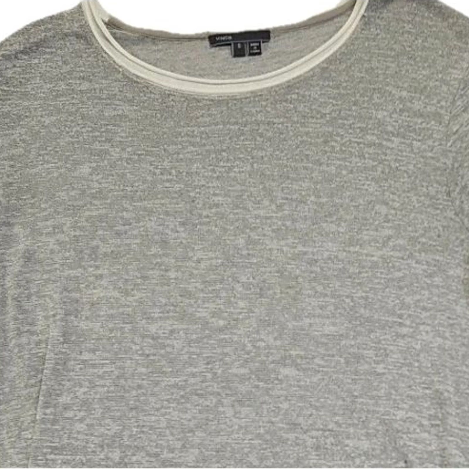 Vince Vince Shirt Womens Small Gray Contrast Trim Short Sleeve Knit Tee Regular Crew Neck Pullover Cotton Blend Minimal Size 28" / US 6 / IT 42 - 3 Thumbnail