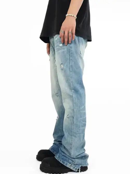 Designer × Japanese Brand × Vintage distressed grunge flared ripped jeans Size US 32 / EU 48 - 3 Thumbnail