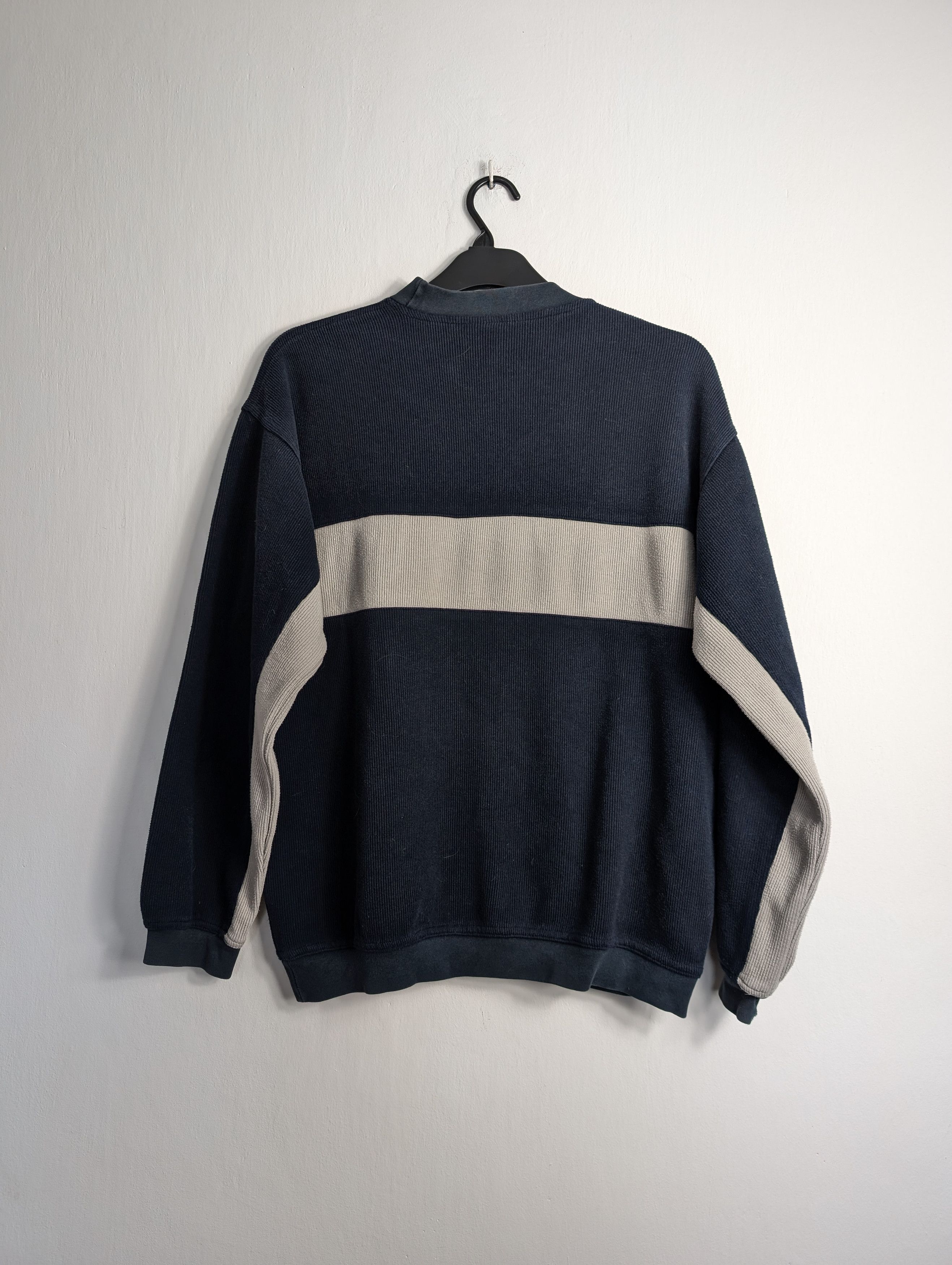 Nike Vintage 90s Nike Center Swoosh Ribbed Crewneck Navy Y2K Size US L / EU 52-54 / 3 - 4 Thumbnail
