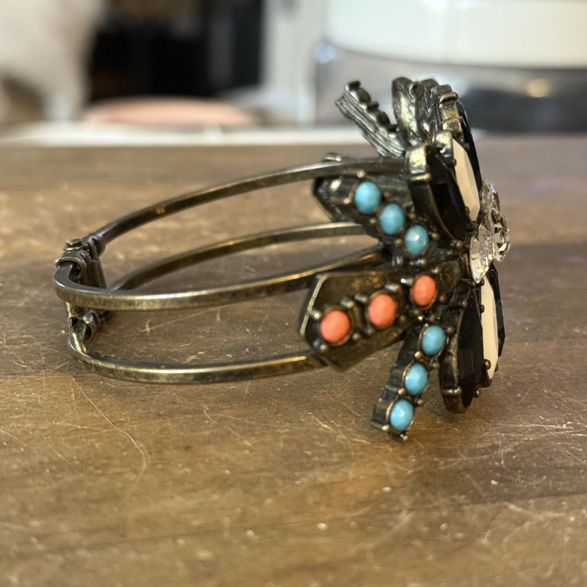Other Bronze tone multicolor stone clamper bracelet Size ONE SIZE - 3 Thumbnail