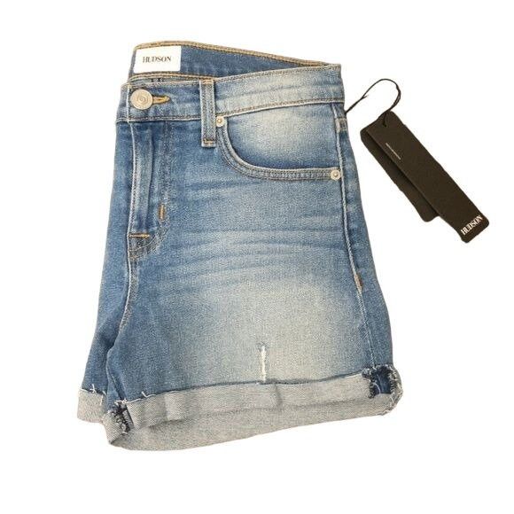 Hudson Hudson Distressed Blue Denim Shorts Size 25" / US 0 / IT 36 - 3 Thumbnail