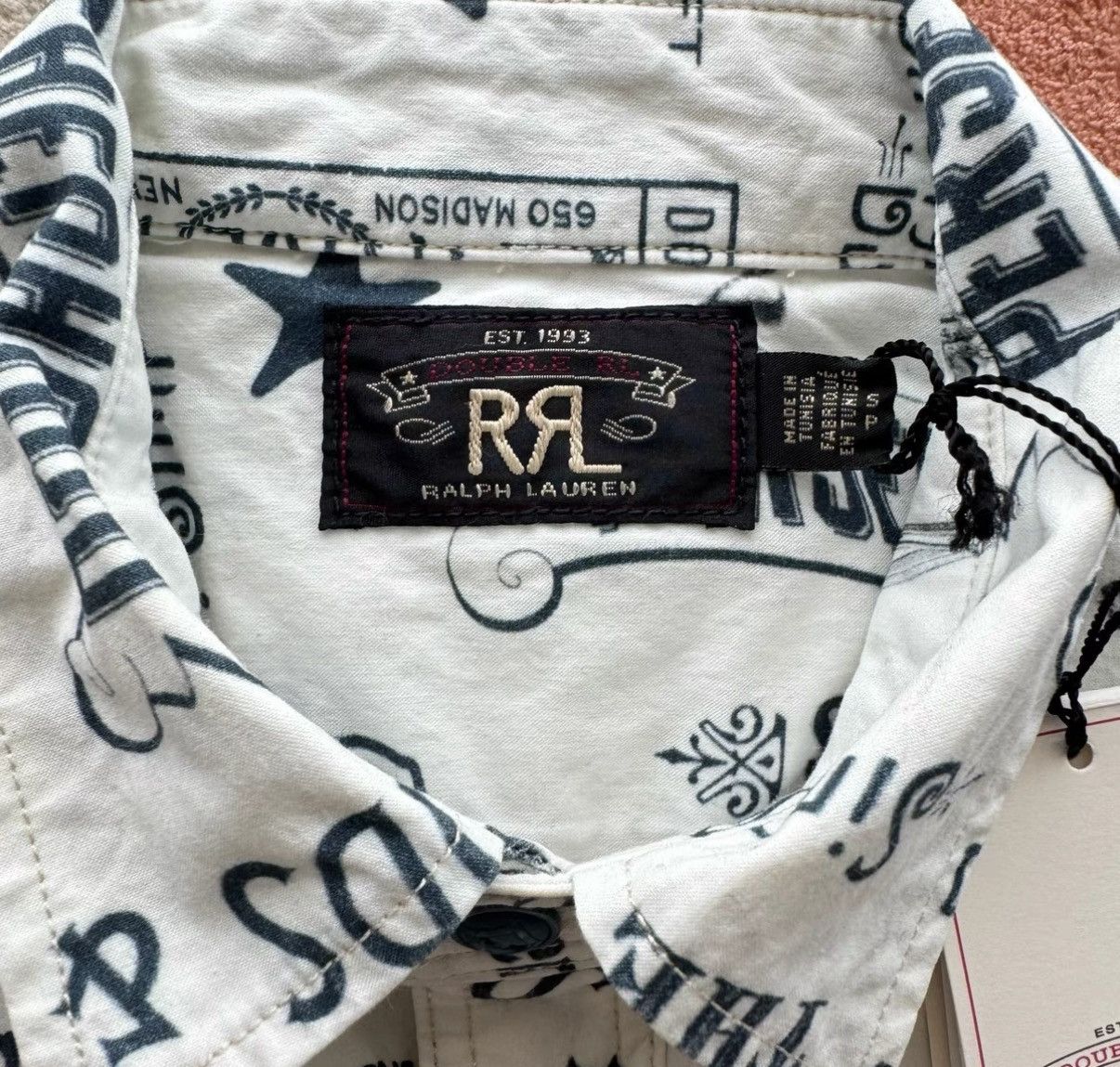 RRL Ralph Lauren RRL Ralph Lauren Double RL Vintage Print Work Shirt K22 Size US S / EU 44-46 / 1 - 4 Thumbnail