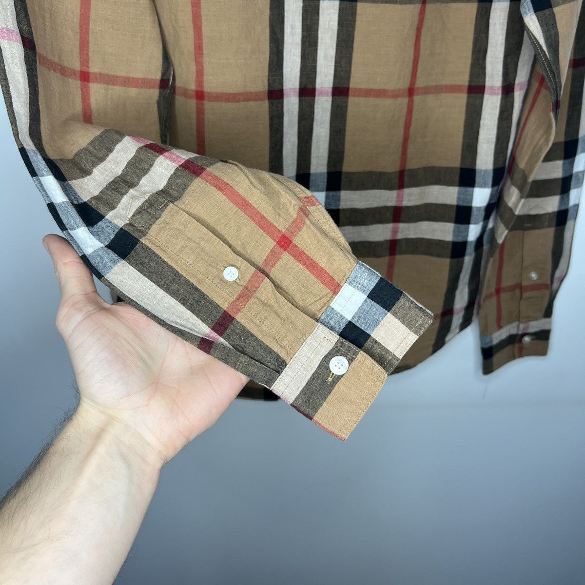 Burberry × Burberry Prorsum × Designer Burberry Nova Check Pattern Linen Shirt Brown Size US S / EU 44-46 / 1 - 12 Thumbnail