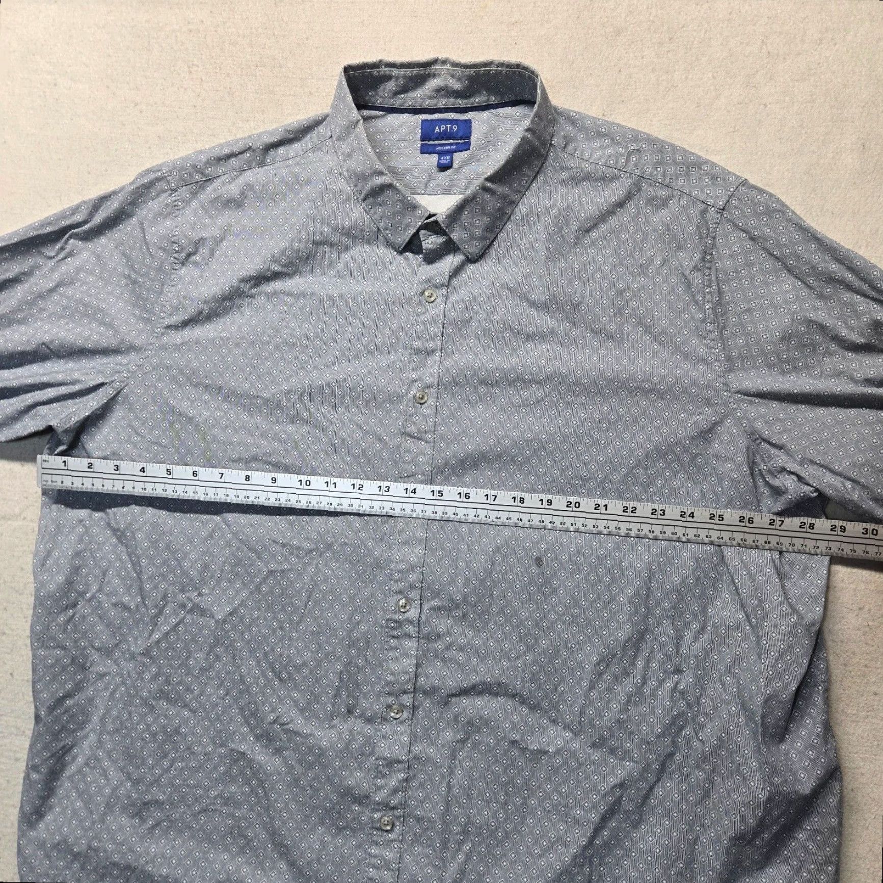Vintage APT 9 Blue Long Sleeve Button Up Shirt Modern Fit Adult Men's Size 4XB Big Size US XXL / EU 58 / 5 - 4 Thumbnail