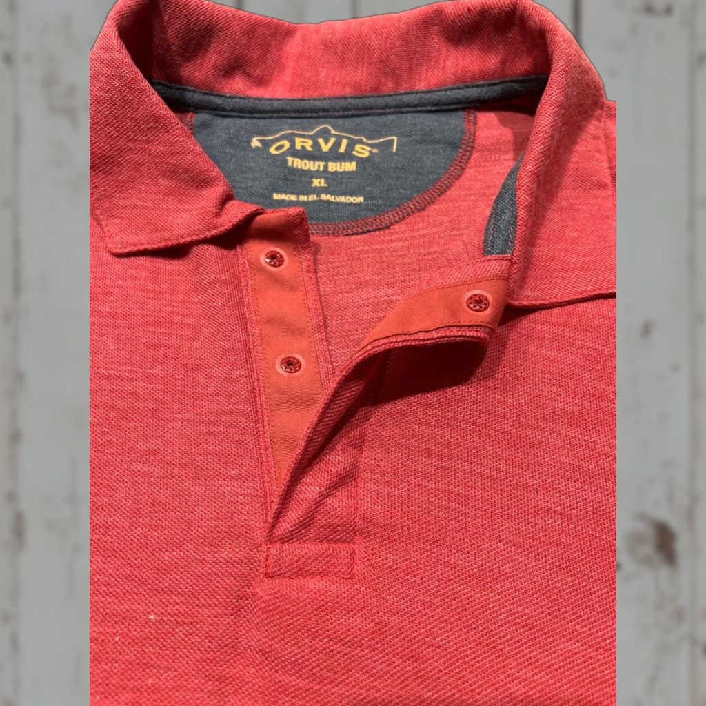 Orvis VINTAGE Orvis Men’s Polo Shirt XL Red Short Sleeve Casual Travel Wicking Snap Polo Size US XL / EU 56 / 4 - 1 Thumbnail