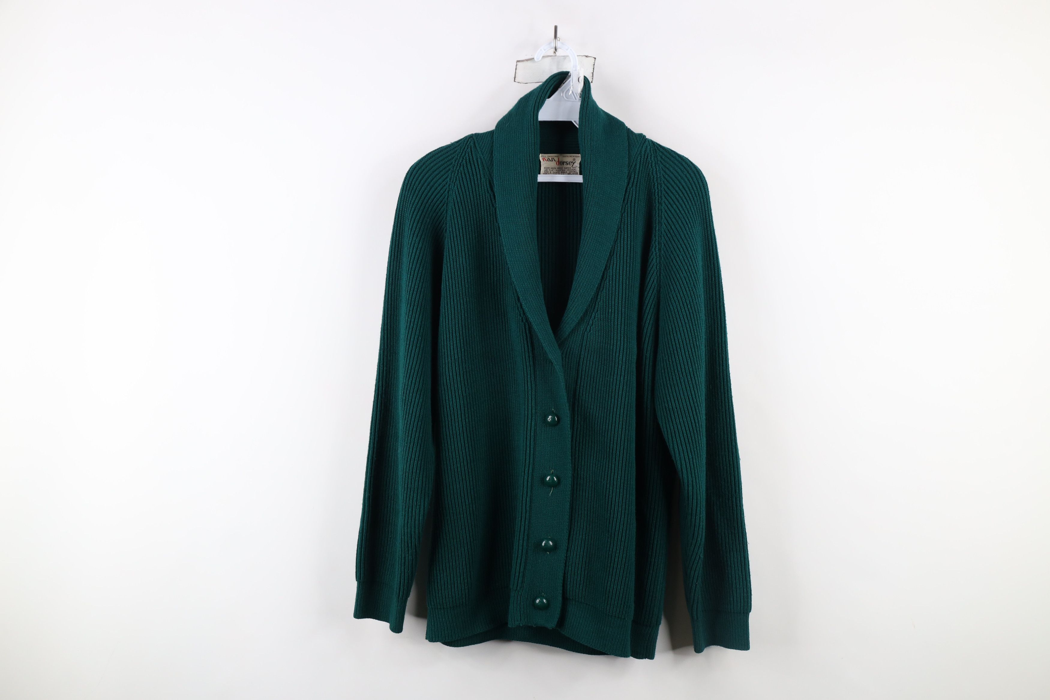 Vintage Vintage 70s Streetwear Ribbed Knit Shawl Cardigan Sweater Size L / US 10 / IT 46 - 1 Thumbnail