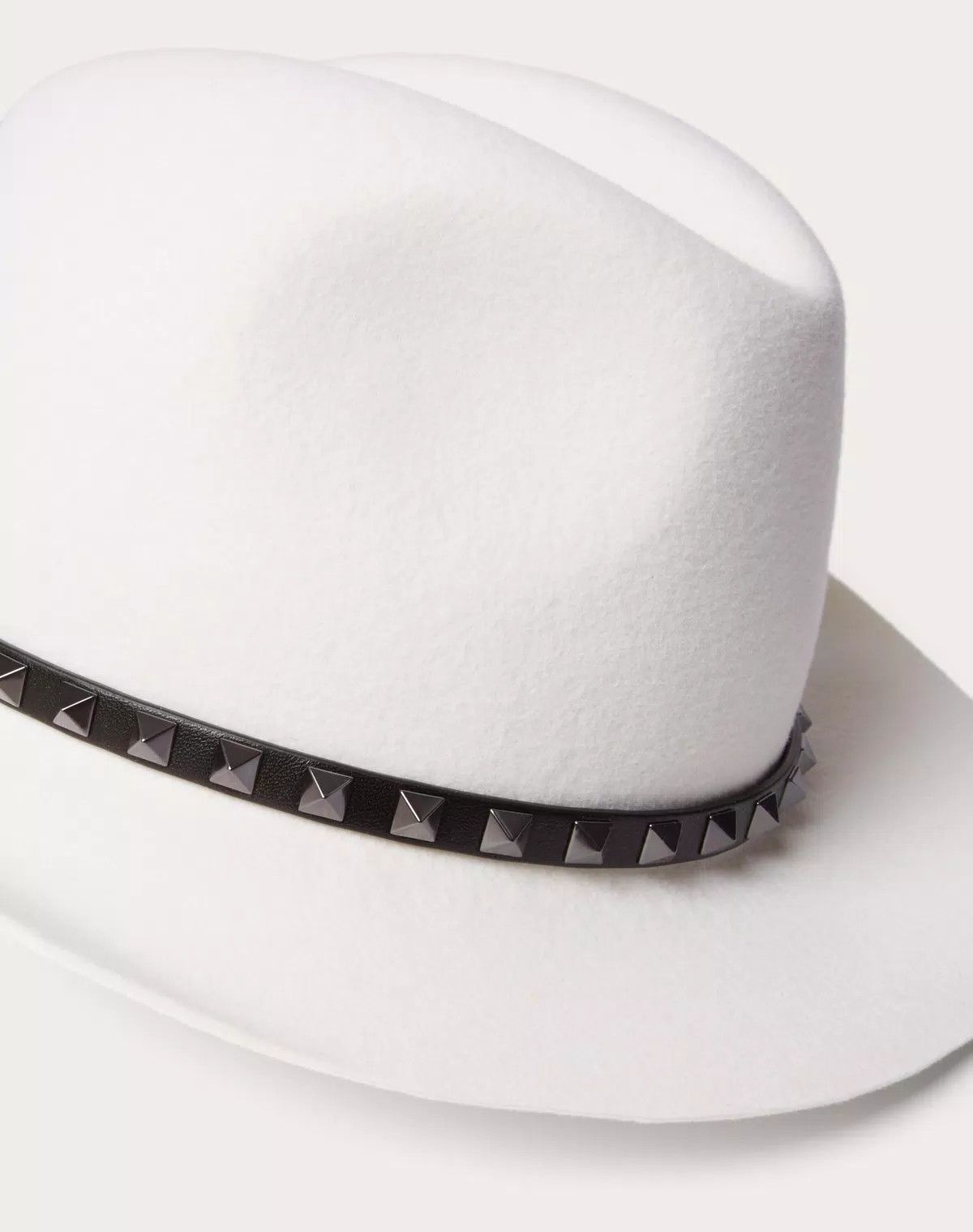 Valentino oc11z0725 Size:57/Rockstud Wool And Leather Hat in White Size ONE SIZE - 2 Thumbnail