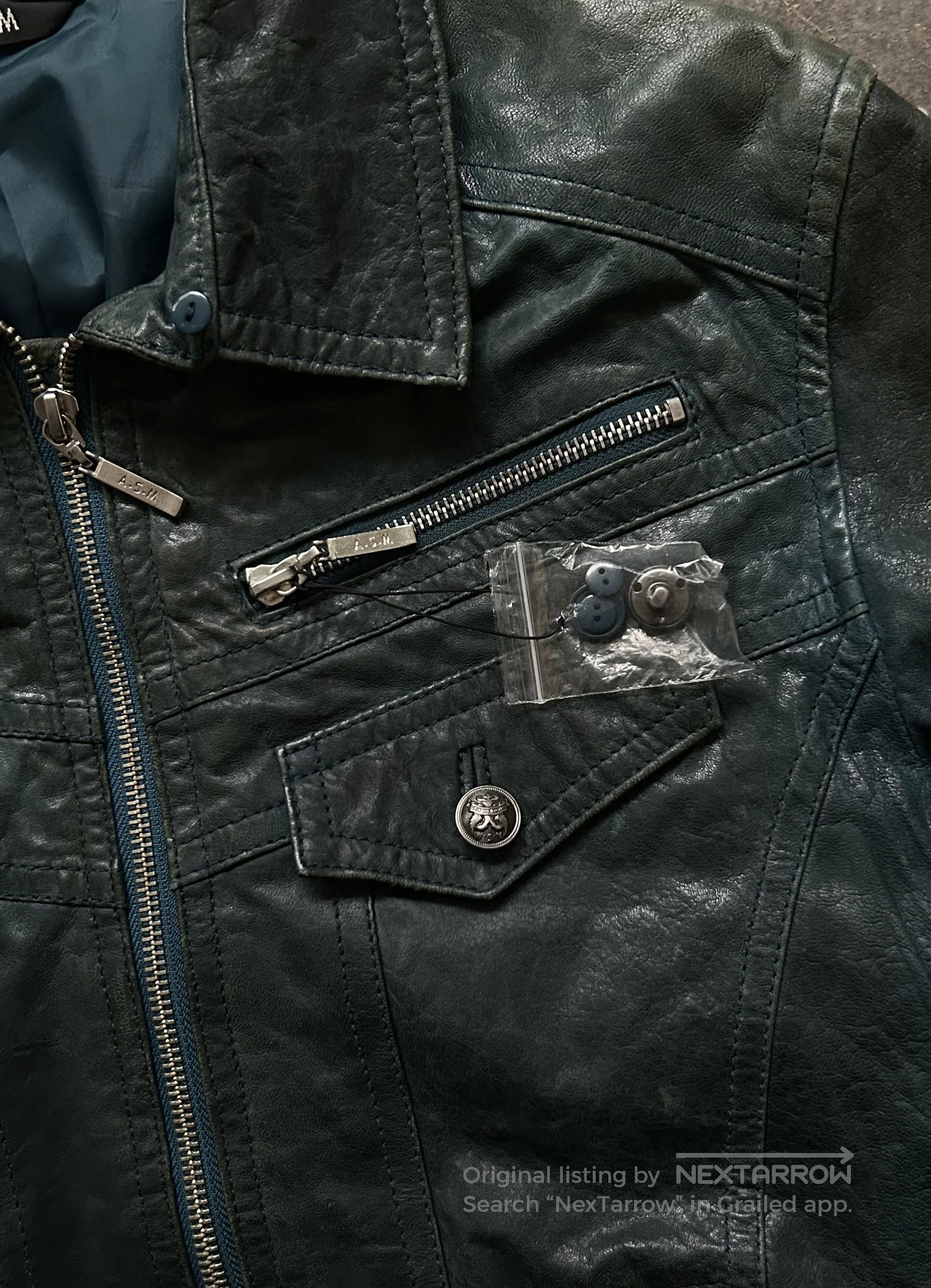 Japanese Brand detachable fur collar distressed leather jacket. Size US M / EU 48-50 / 2 - 5 Thumbnail