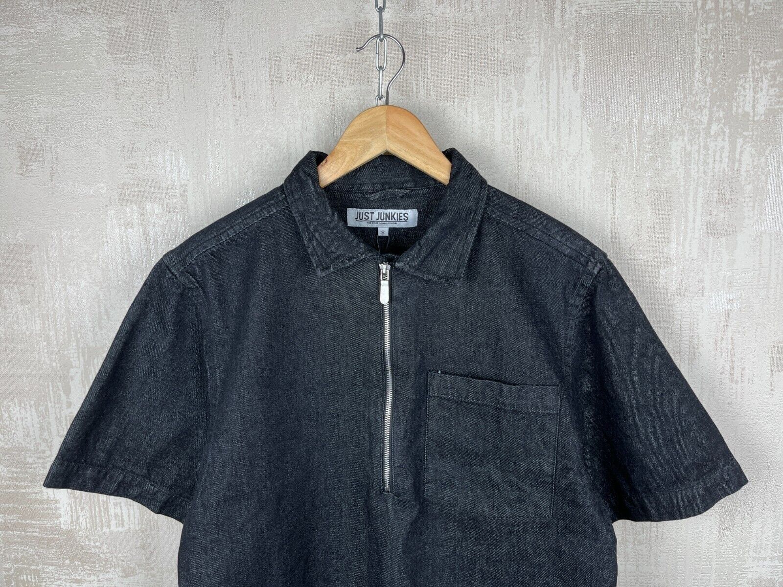 Other Just Junkies Reggie Half Zip Black Denim Short Sleeve Shirt Size US S / EU 44-46 / 1 - 1 Thumbnail