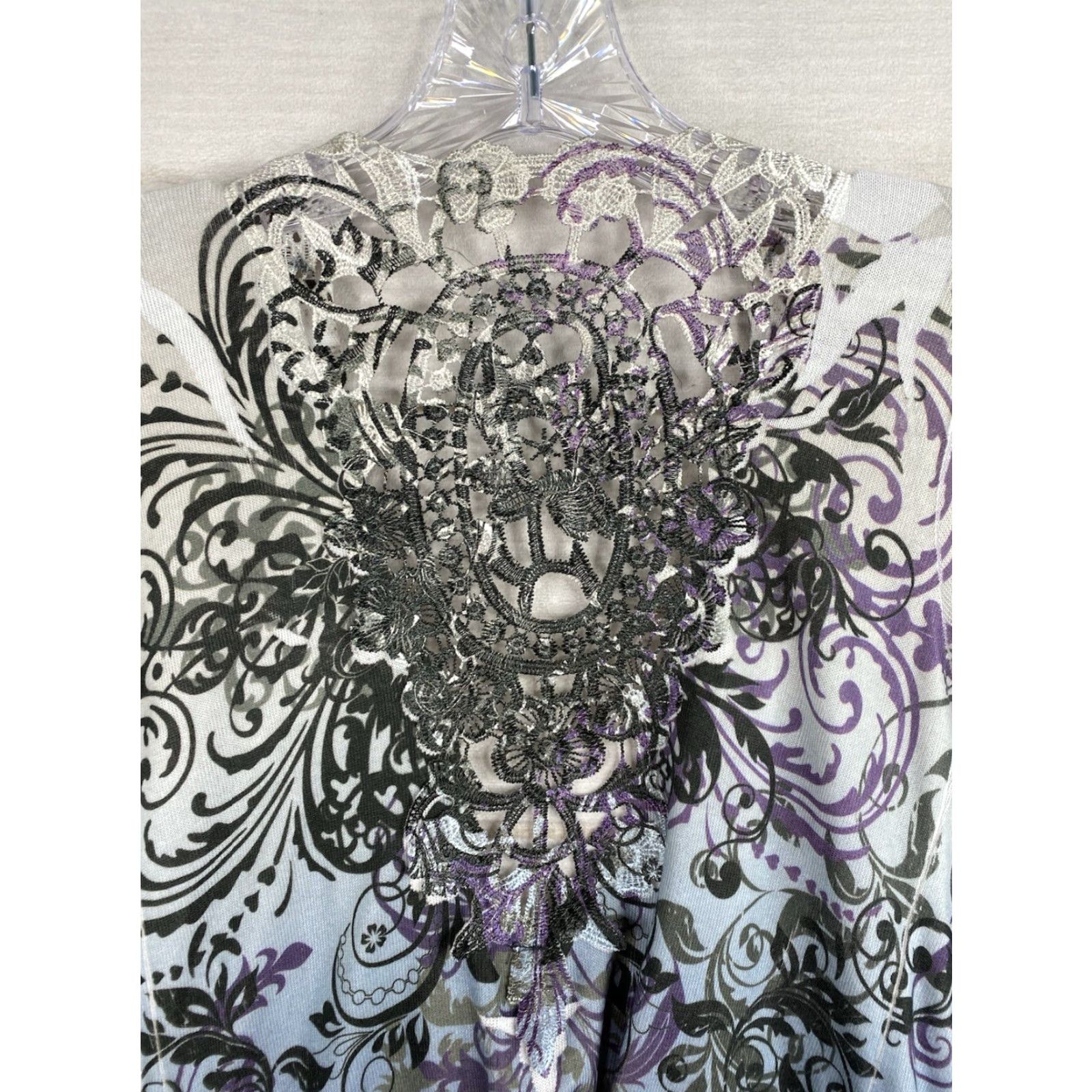 Vintage LOVE J Cardigan Womens S Blue Open Sublimation Asymmetrical Knit Crochet Lace Size L / US 10 / IT 46 - 5 Thumbnail