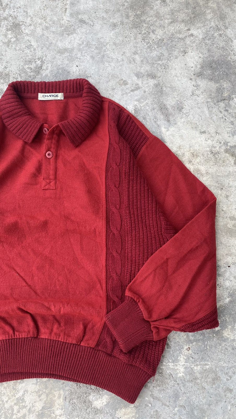 Designer × Vintage Charge by Arnold Palmer Cable Knit Collar Sweater 90s Size US L / EU 52-54 / 3 - 4 Thumbnail
