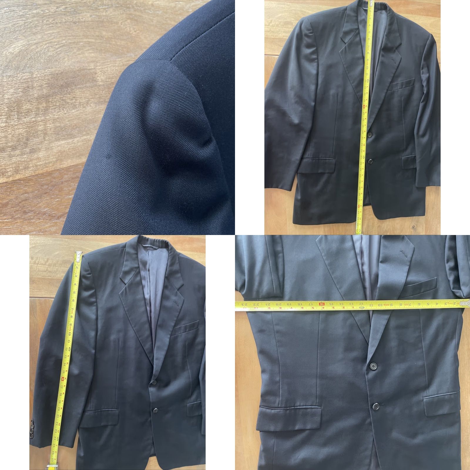 Vintage Hickey Freeman 100% Wool Solid Black Blazer Jacket Men 44R Business Formal Coat Size 44R - 8 Thumbnail