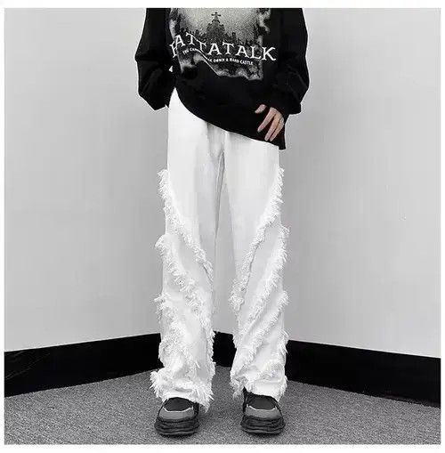 VIBE Men Solid Ragged Edge Straight Jeans Size US 32 / EU 48 - 1 Thumbnail