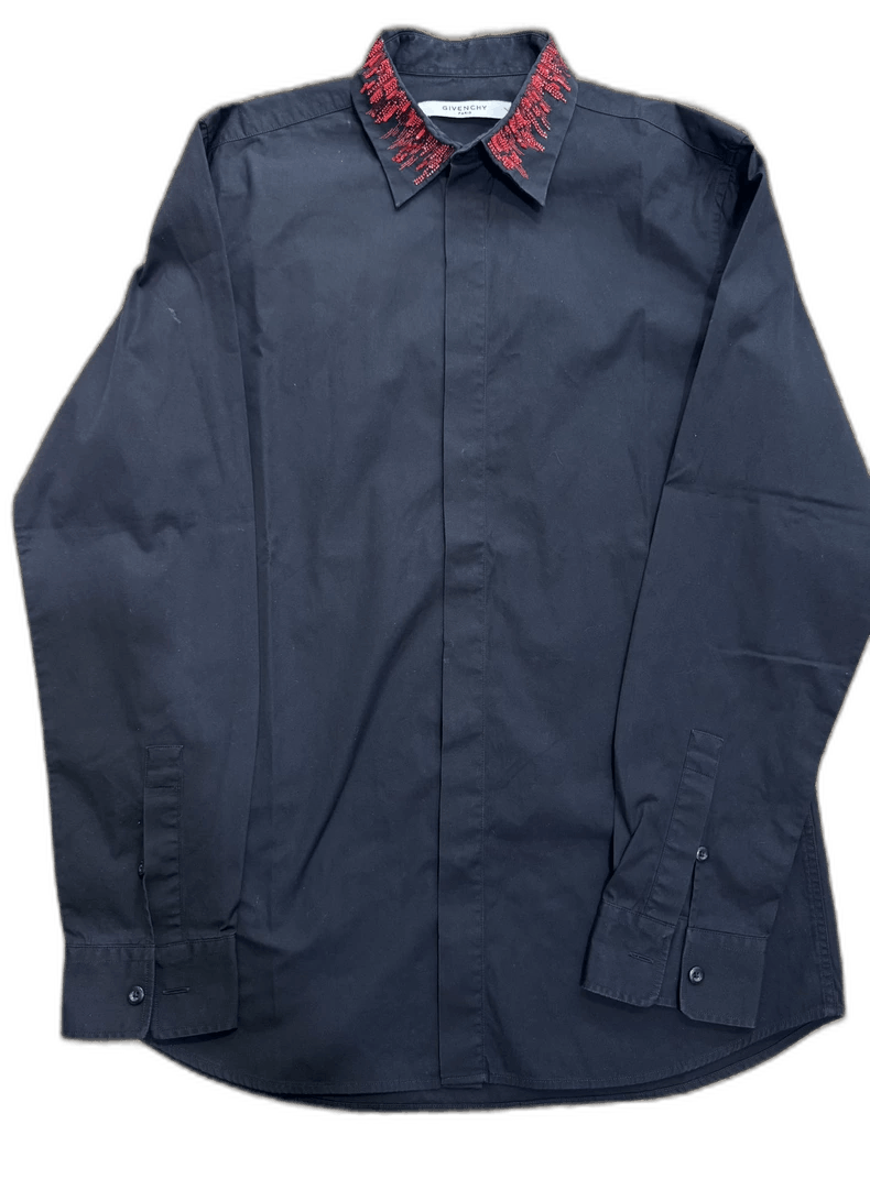 Givenchy Givenchy Black Embroidered Shirt with Red Details Size L / US 10 / IT 46 - 1 Thumbnail