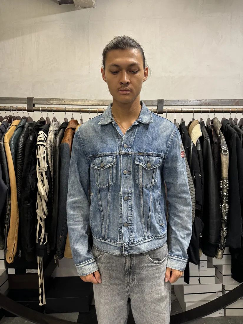 Designer × Polo Ralph Lauren × Vintage 2010s Ralph Lauren USA Flag Blue Denim Jacket Size US M / EU 48-50 / 2 - 3 Thumbnail