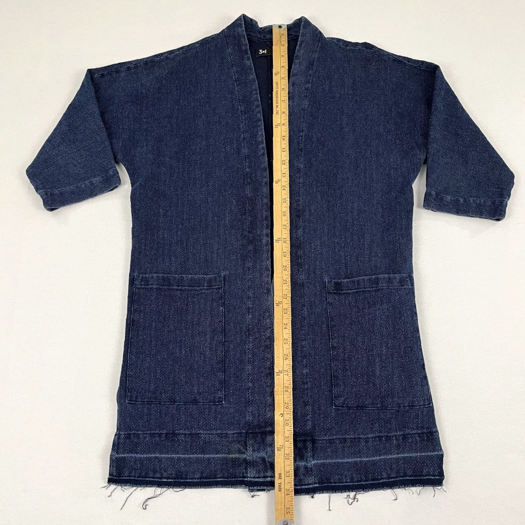 3x1 3x1 Jacket Womens Medium Indigo Blue Kimono Cotton Cover Up Wrap Layering Chic Size M / US 6-8 / IT 42-44 - 4 Thumbnail