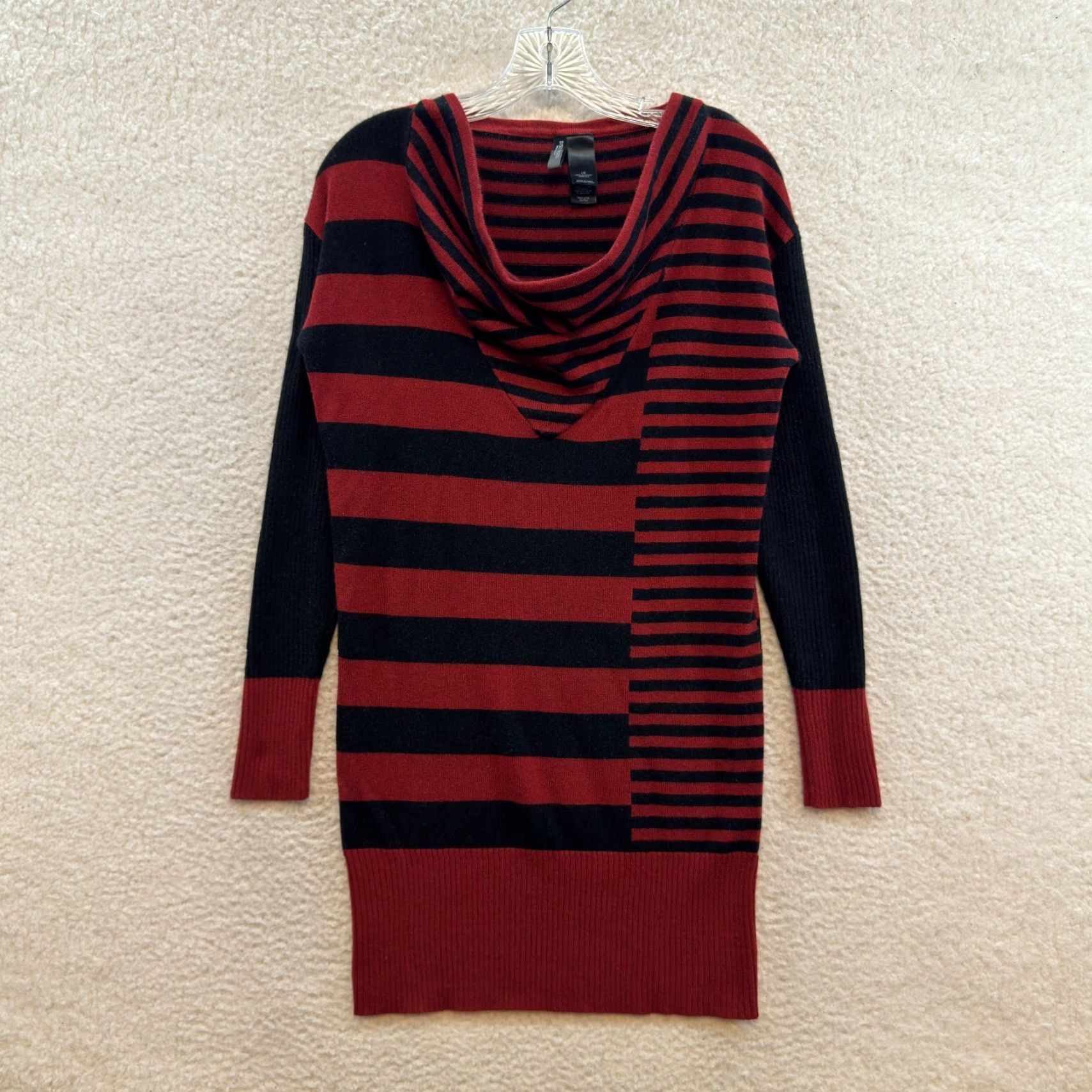 Vintage VINTAGE Bisou Bisou Sweater Dress L Red Striped Cowl Neck Long Sleeve Women Size L / US 10 / IT 46 - 2 Thumbnail