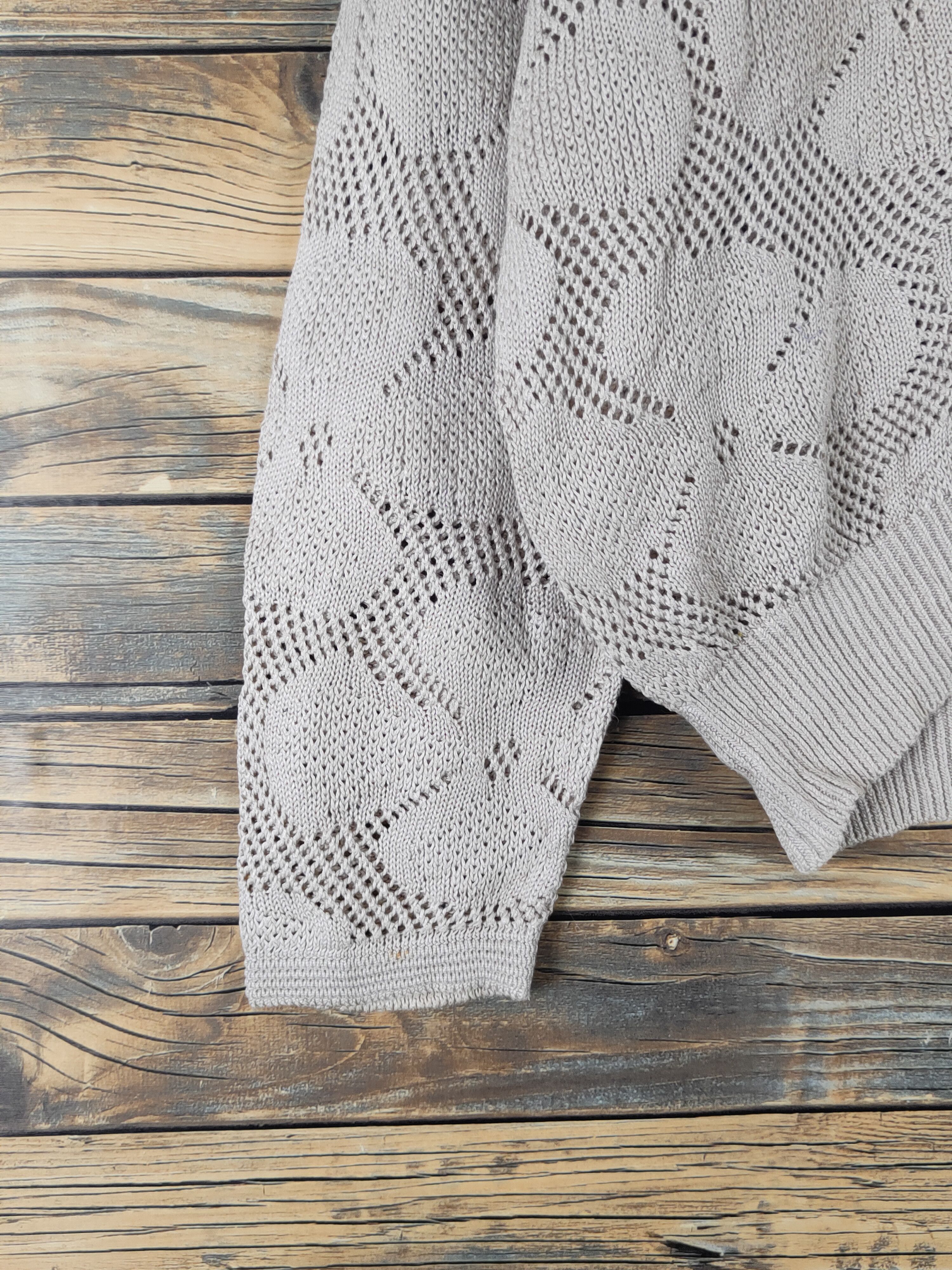 Vintage Fujii Light Brown Crochet MeshNet Knitwear Cardigan #W1772 Size US M / EU 48-50 / 2 - 5 Thumbnail