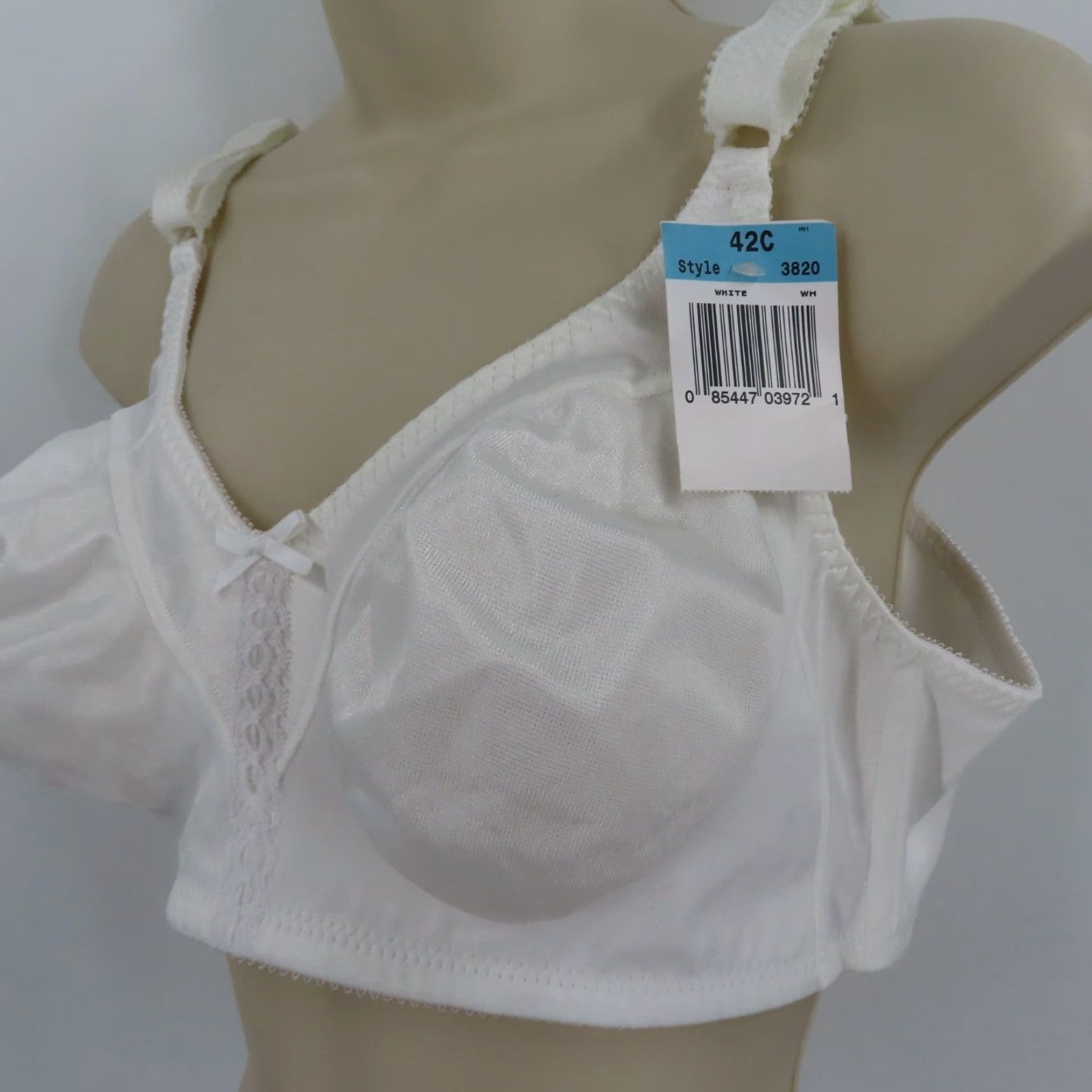Vintage Bali 42C Double Support Wirefree Bra 3820 Wireless Unlined White New T-Shirt Bra Womens Size ONE SIZE - 4 Thumbnail