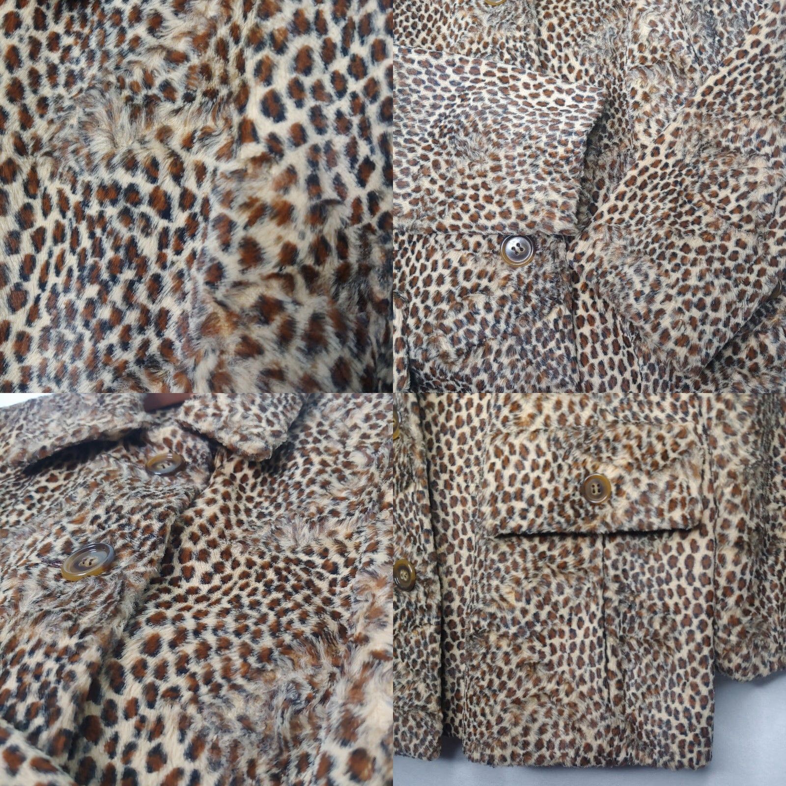 Vintage VINTAGE Hal Leurs Jacket Woman S Leopard Animal Print Brown Faux Fur Lined Button Long Sleeve Mid-Length Size S / US 4 / IT 40 - 9 Thumbnail