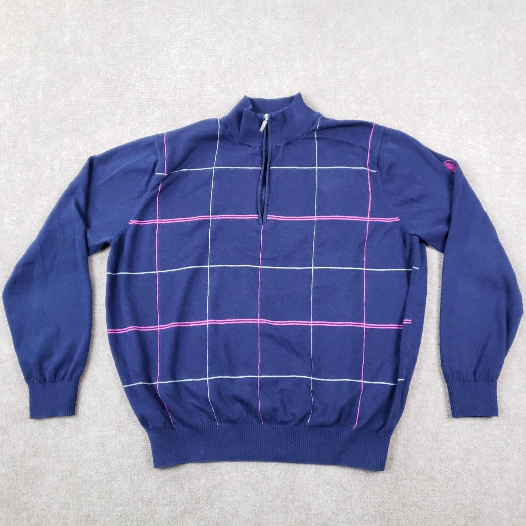 Vintage Carnoustie Mens XL Blue Cotton Cashmere Quarter Zip Pullover Size US XL / EU 56 / 4 - 2 Thumbnail