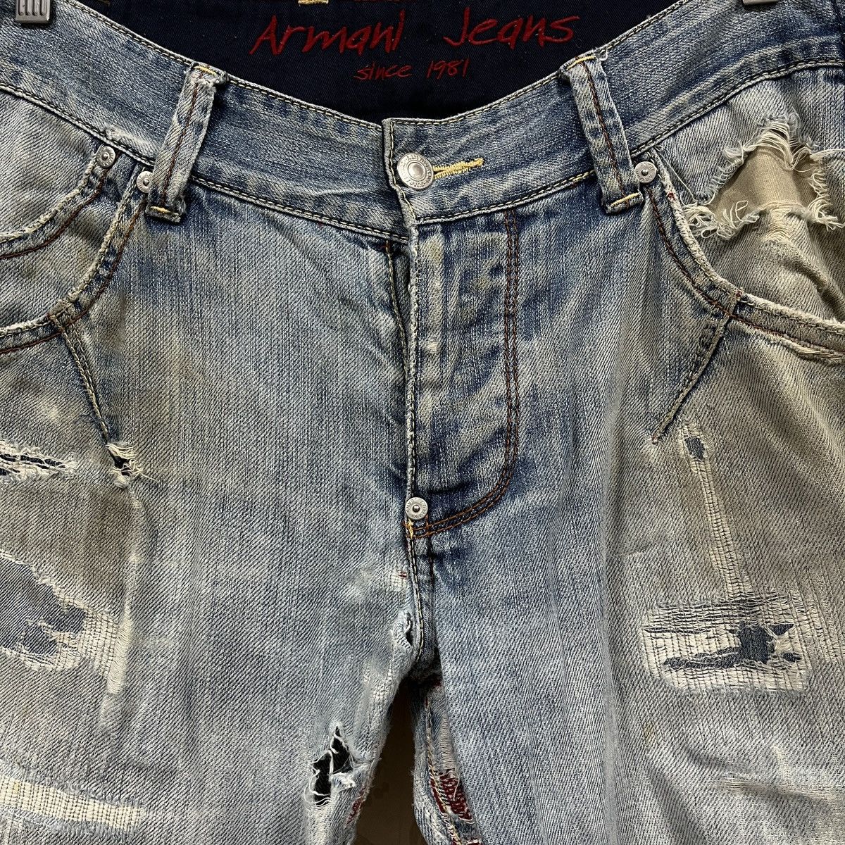 Armani × If Six Was Nine Ripped Distressed Armani Jeans Faded Blue Size US 33 - 9 Thumbnail