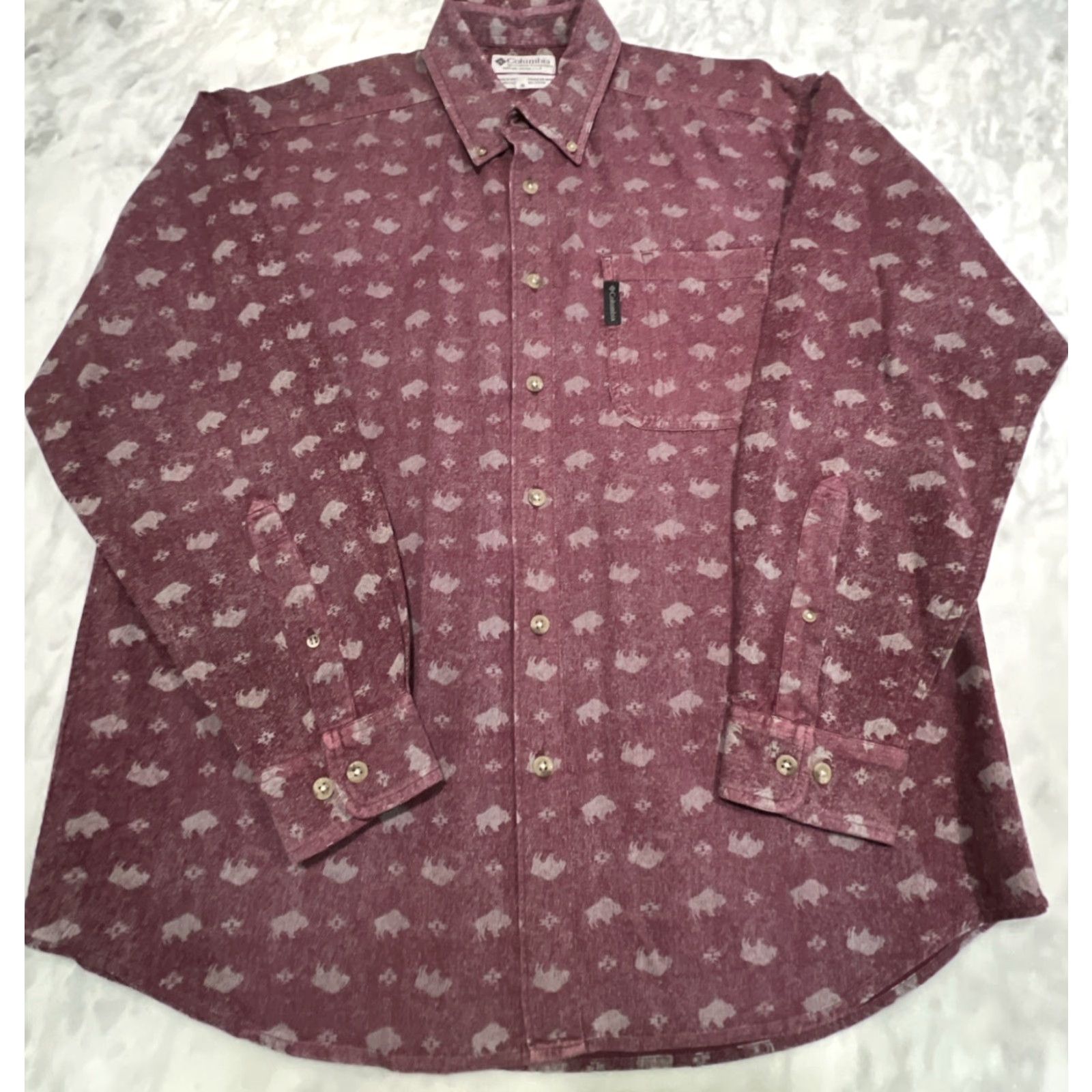 Gloverall Columbia Button Down Long Sleeve Shirt Men’s M Buffalos Aztec Allover Cotton Red Twill Pockets Size US M / EU 48-50 / 2 - 2 Thumbnail