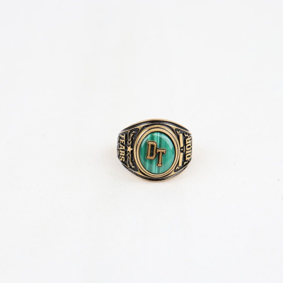 image of Dior O1Rshd1 Size: M / " Dt " Logo Ring In Golden/black, Men's