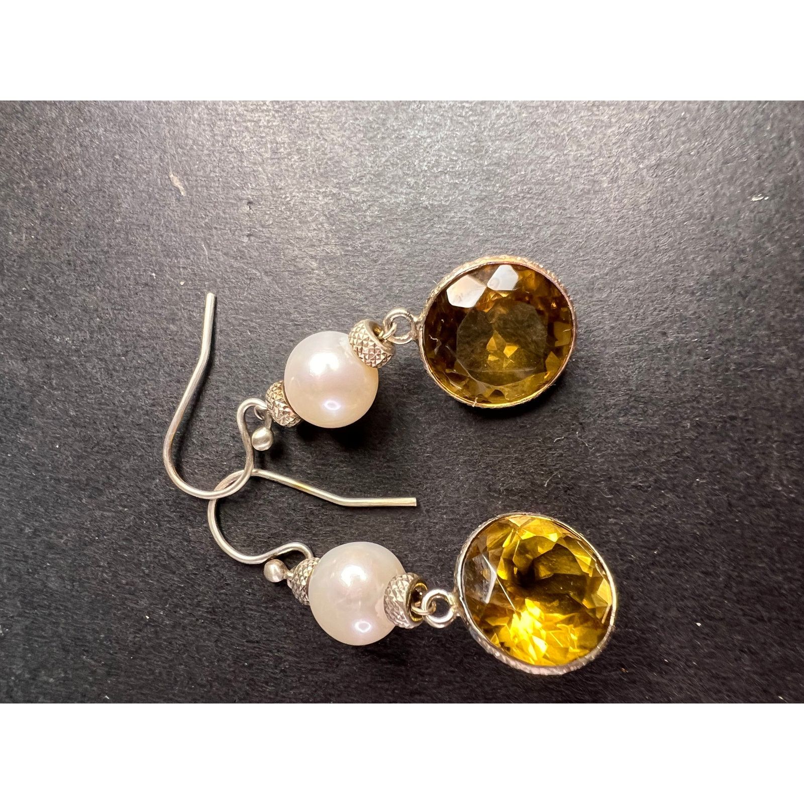 Other Citrine and pearl sterling silver dangle earrings Size ONE SIZE - 15 Thumbnail
