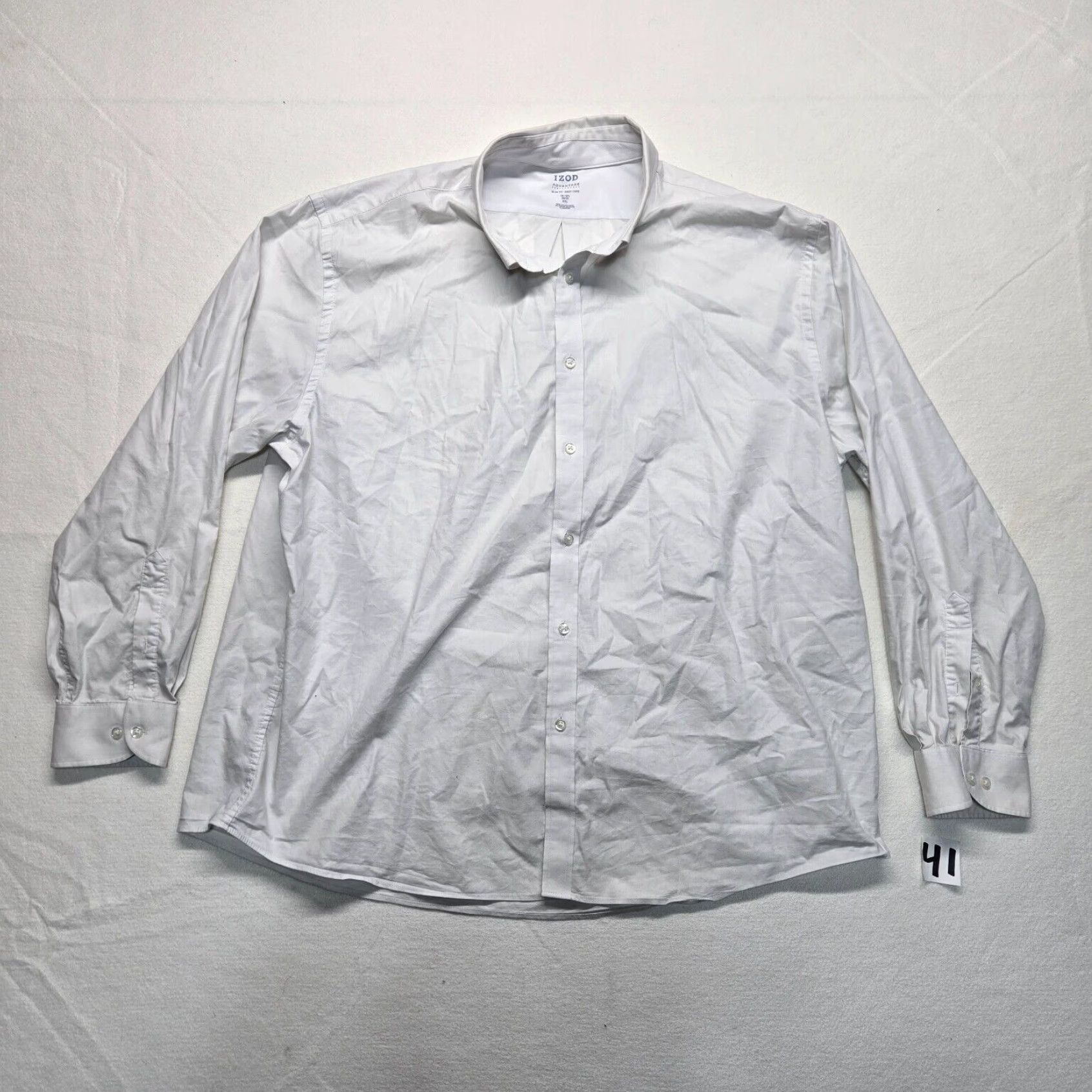 Izod Solid White Slim Fit Long Sleeve Button Up Shirt for Adult Men in 2XL Size Size US XXL / EU 58 / 5 - 1 Thumbnail