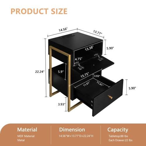 Designer × Homemade Nightstands Set of 2 with Charging Station and USB Ports, Re Size US L / EU 52-54 / 3 - 6 Thumbnail