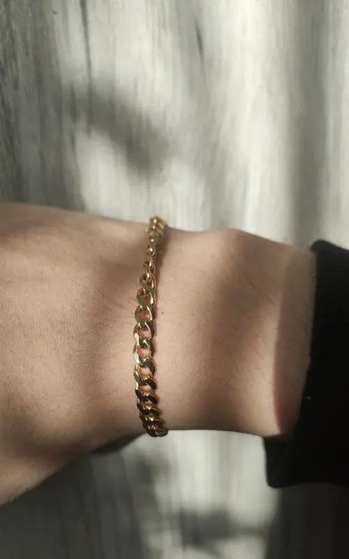 VIBE 3mm Width Gold Curb Cuban Chain Bracelet Size ONE SIZE - 2 Thumbnail