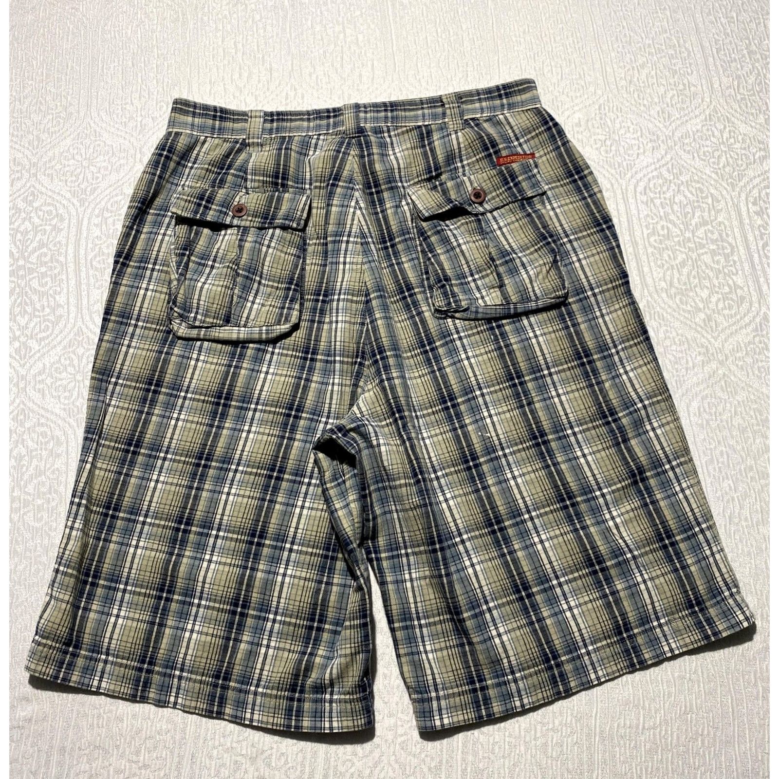 Vintage VINTAGE US Expedition Shorts Mens 36 Blue Green Plaid Chino Cotton Pockets Casual Size US 36 / EU 52 - 2 Thumbnail