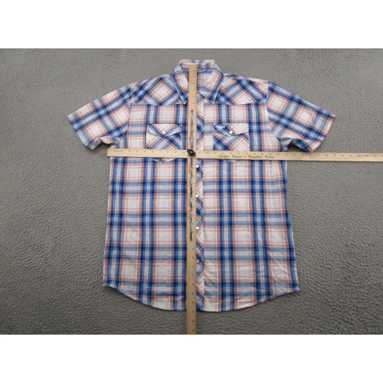 Vintage Polaris RZR Razor Mens Pearl Snap Shirt Sz L Plaid Short Sleeve Western shirt Button-Up Collared Casual Men’s Size US L / EU 52-54 / 3 - 4 Thumbnail