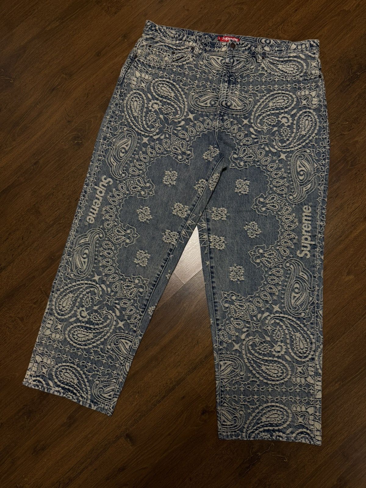 Supreme Supreme Bandana Jacquard Baggy Jeans Blue | Grailed