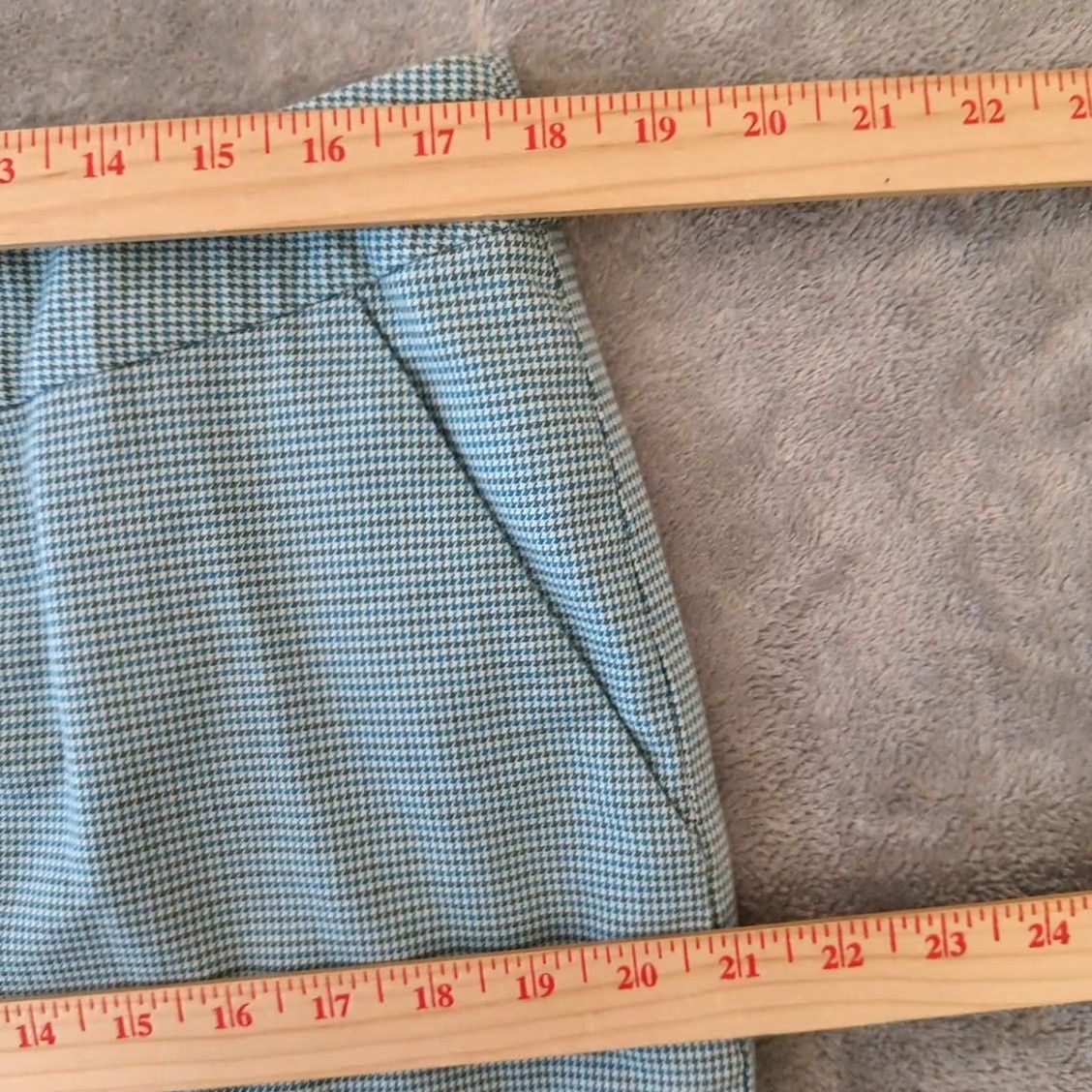 Vintage LL Bean Skirt Knee Length Blue Houndstooth Pockets Lined Slit Size 14 Women Wool Cotton Spandex Regular Straight Pencil Vintage: No Size 36" / US 14 / IT 50 - 3 Thumbnail