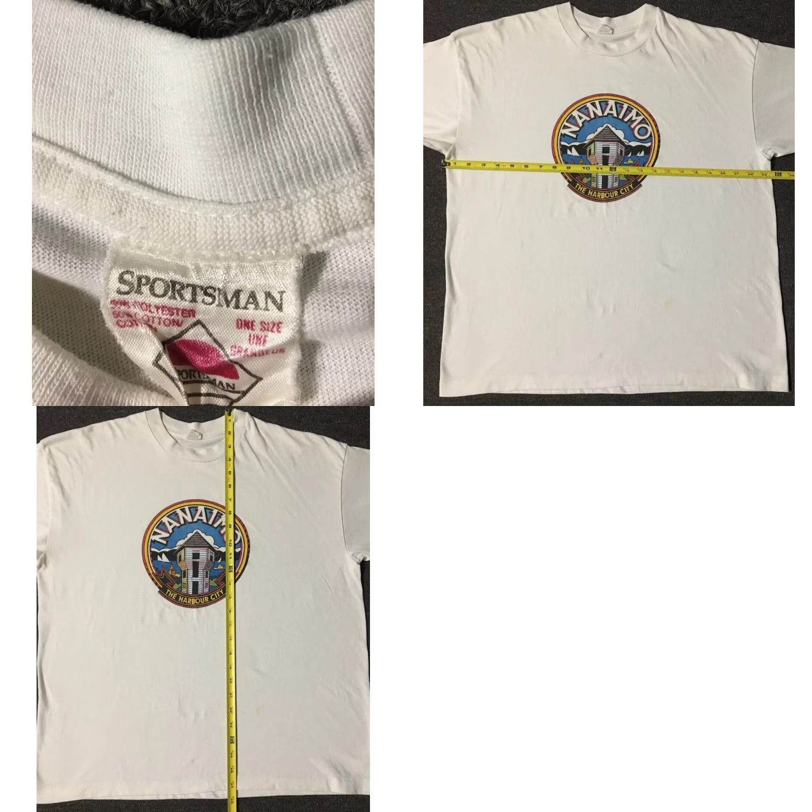 Nautica VINTAGE Nanaimo Canada Faded Shirt L XL Art Beach Nautical Surf Grunge Punk 90s Shirt Men White Beach Water Graphic Tee 80s 90s Size US L / EU 52-54 / 3 - 9 Thumbnail