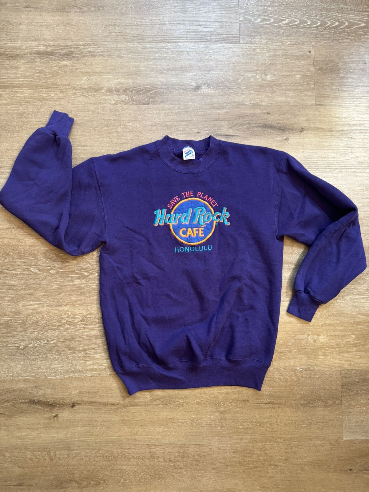 Hard Rock Cafe × Jerzees × Vintage Vintage Hard Rock Honolulu Crew Neck Embroidered Sweatshirt Size US M / EU 48-50 / 2 - 2 Thumbnail