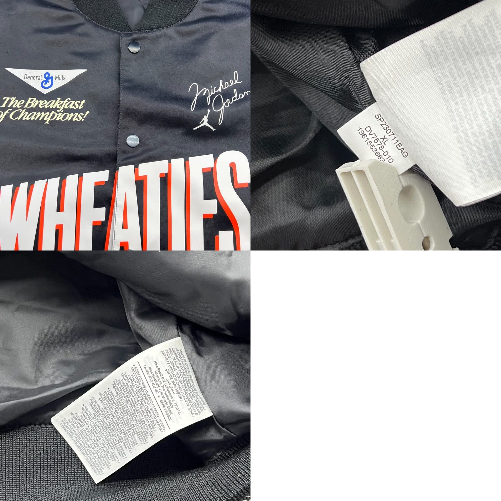 Jordan Brand Nike Jordan Flight MVP Wheaties Varsity Satin Bomber Jacket Mens XL DV7578-010 Size US XL / EU 56 / 4 - 9 Thumbnail