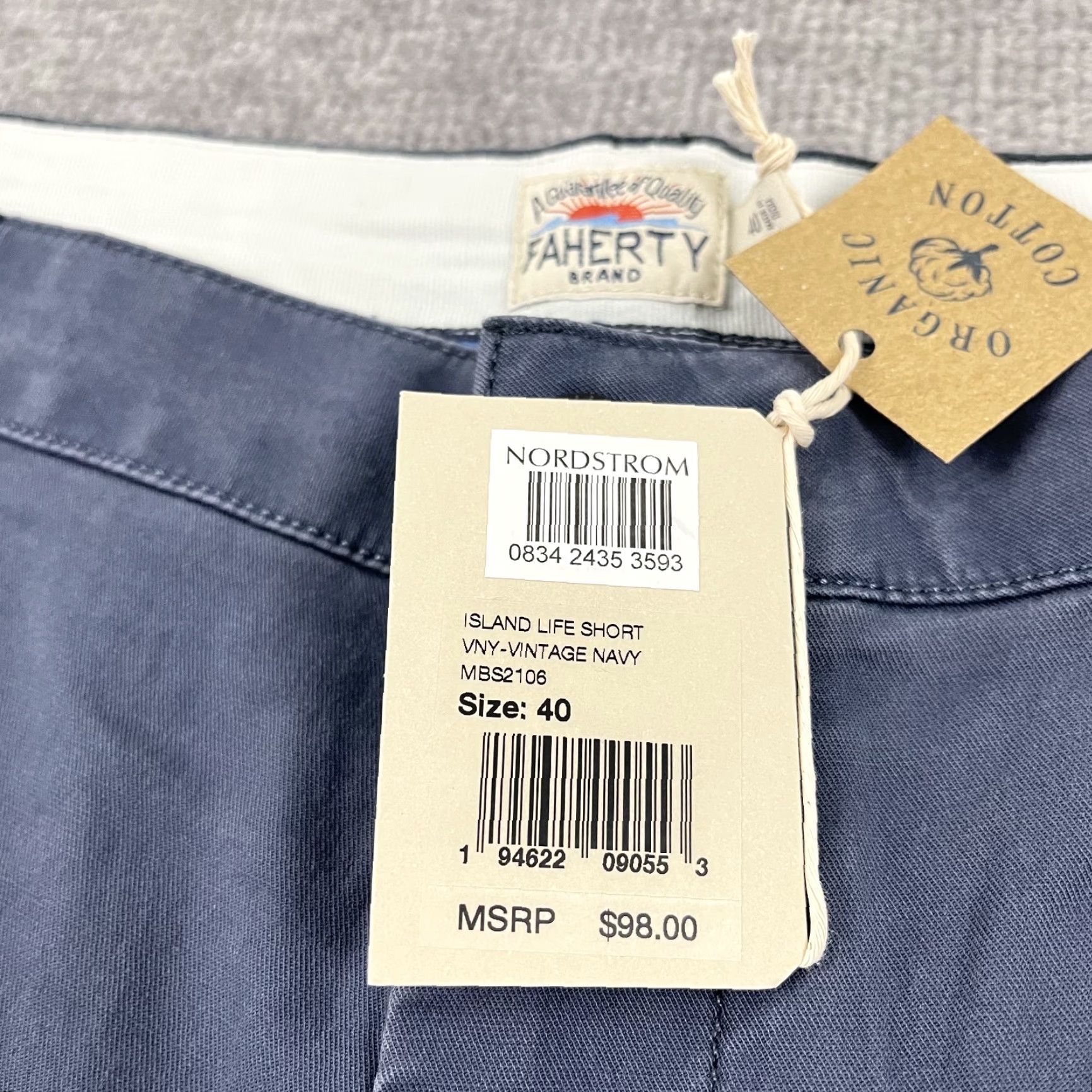 Faherty Faherty Chino Shorts Mens 40 / 9"Washed Blue Organic Cotton Casual Size US 40 / EU 56 - 3 Thumbnail