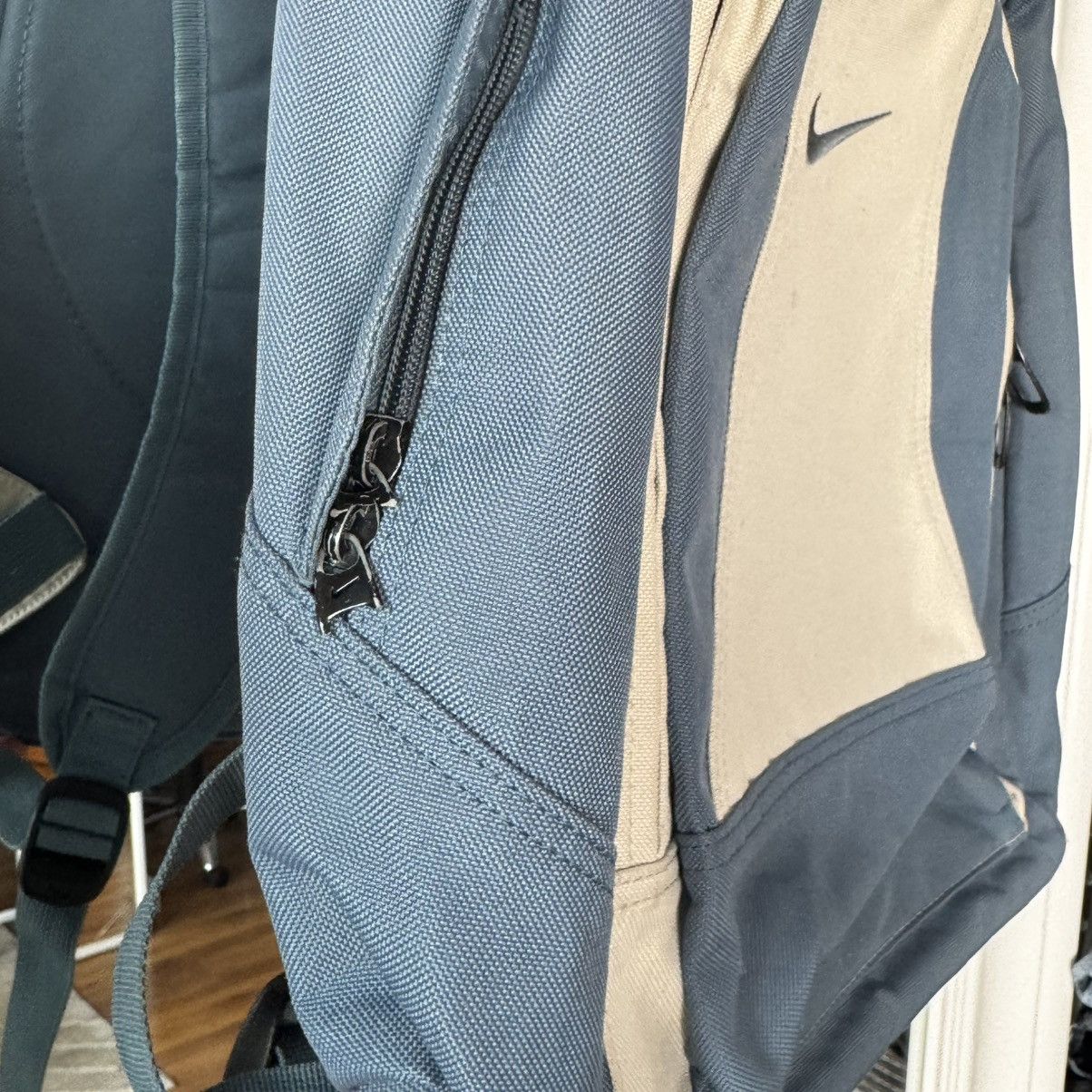 Nike × Vintage Vintage Nike Y2K Blue Backpack Beige 00s Center Logo Swoosh Size ONE SIZE - 4 Thumbnail
