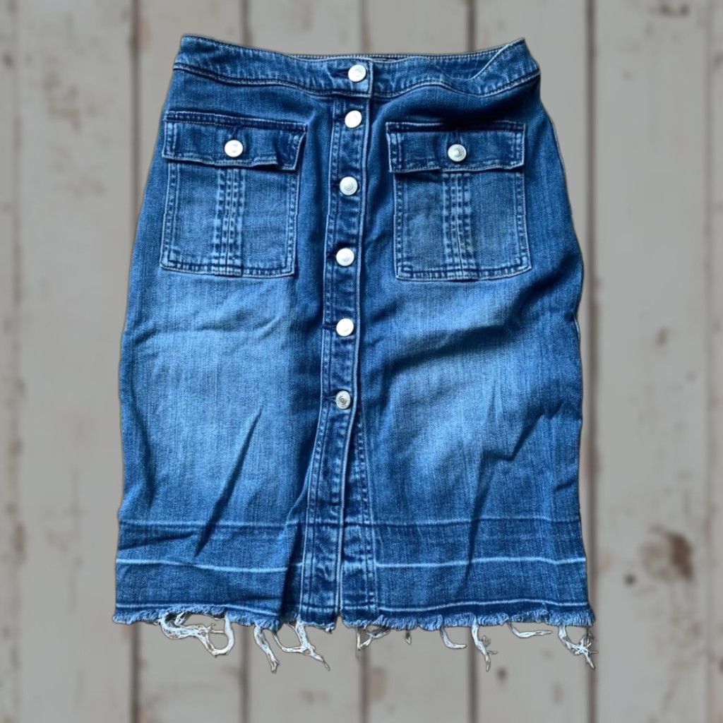Abercrombie & Fitch VINTAGE Abercrombie & Fitch Denim Skirt 27 Women Midi Mini Blue Size 27 Skirt Regular Size 27" / US 4 / IT 40 - 1 Thumbnail