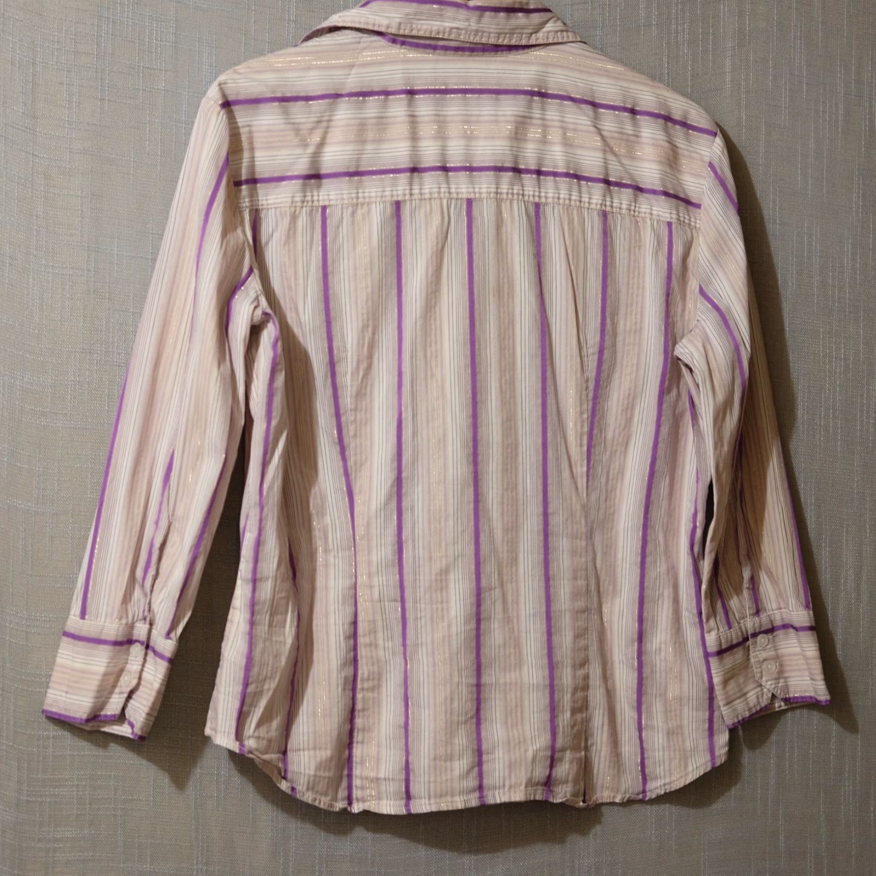 Vintage New York & Company Stretch Metallic Purple Stripe Button-Up Womens XL Shirt Size XL / US 12-14 / IT 48-50 - 5 Thumbnail