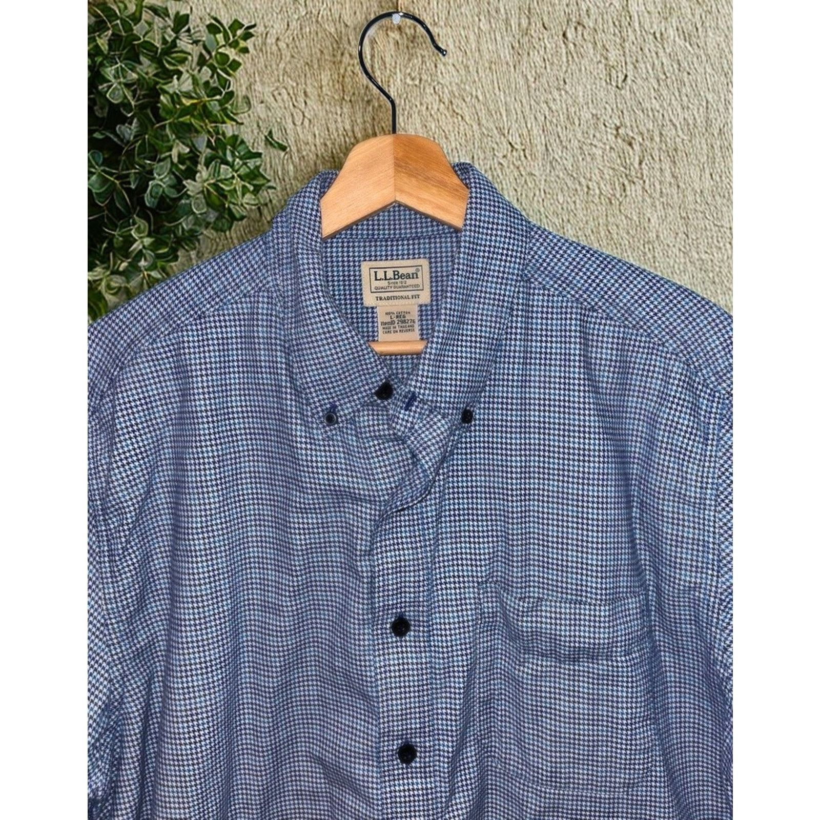 L.L. Bean LL Bean Sz Large Houndstooth Check Flannel Button Down Shirt Size US L / EU 52-54 / 3 - 6 Thumbnail