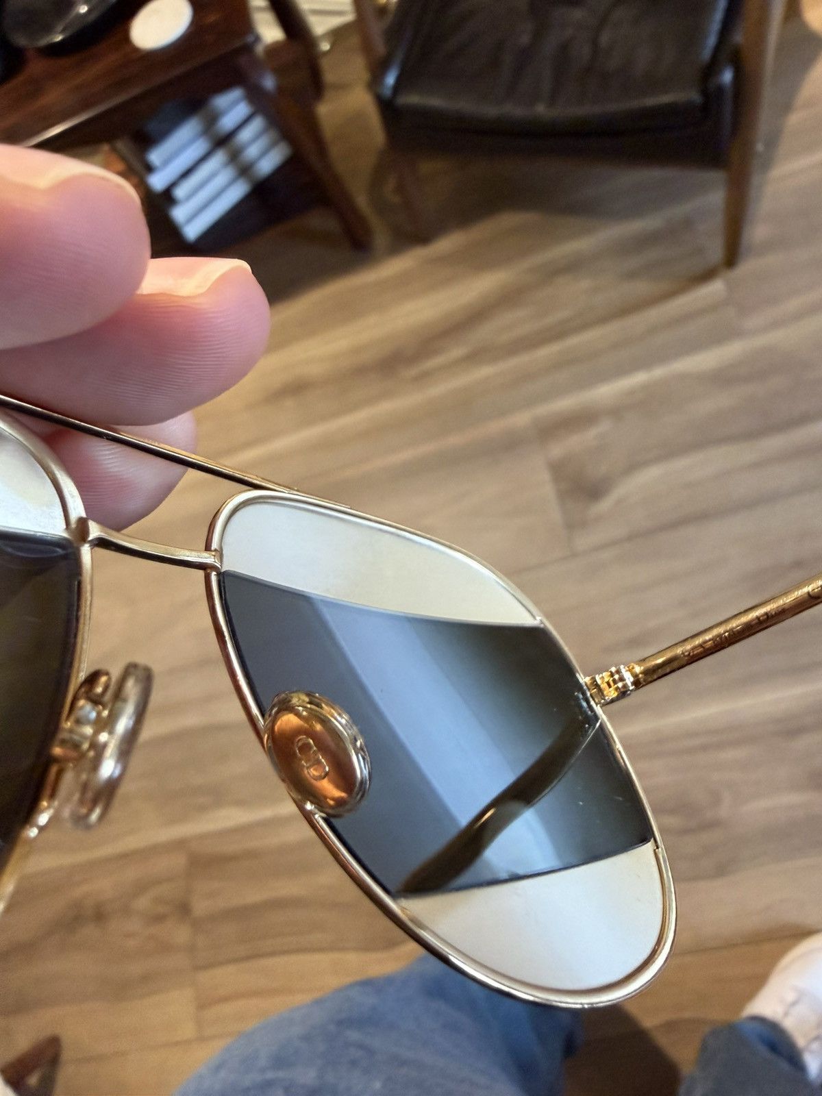Dior Dior DiorSplit1 Aviator Sunglasses - Gold / Gold Mirror Size ONE SIZE - 6 Thumbnail