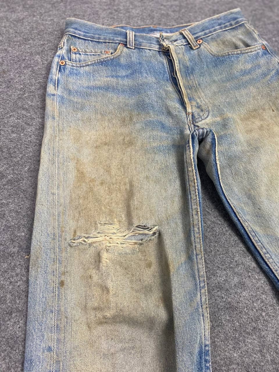 Levi's vintage 90s levis 501 distressed denim nice design Size US 30 / EU 46 - 11 Thumbnail