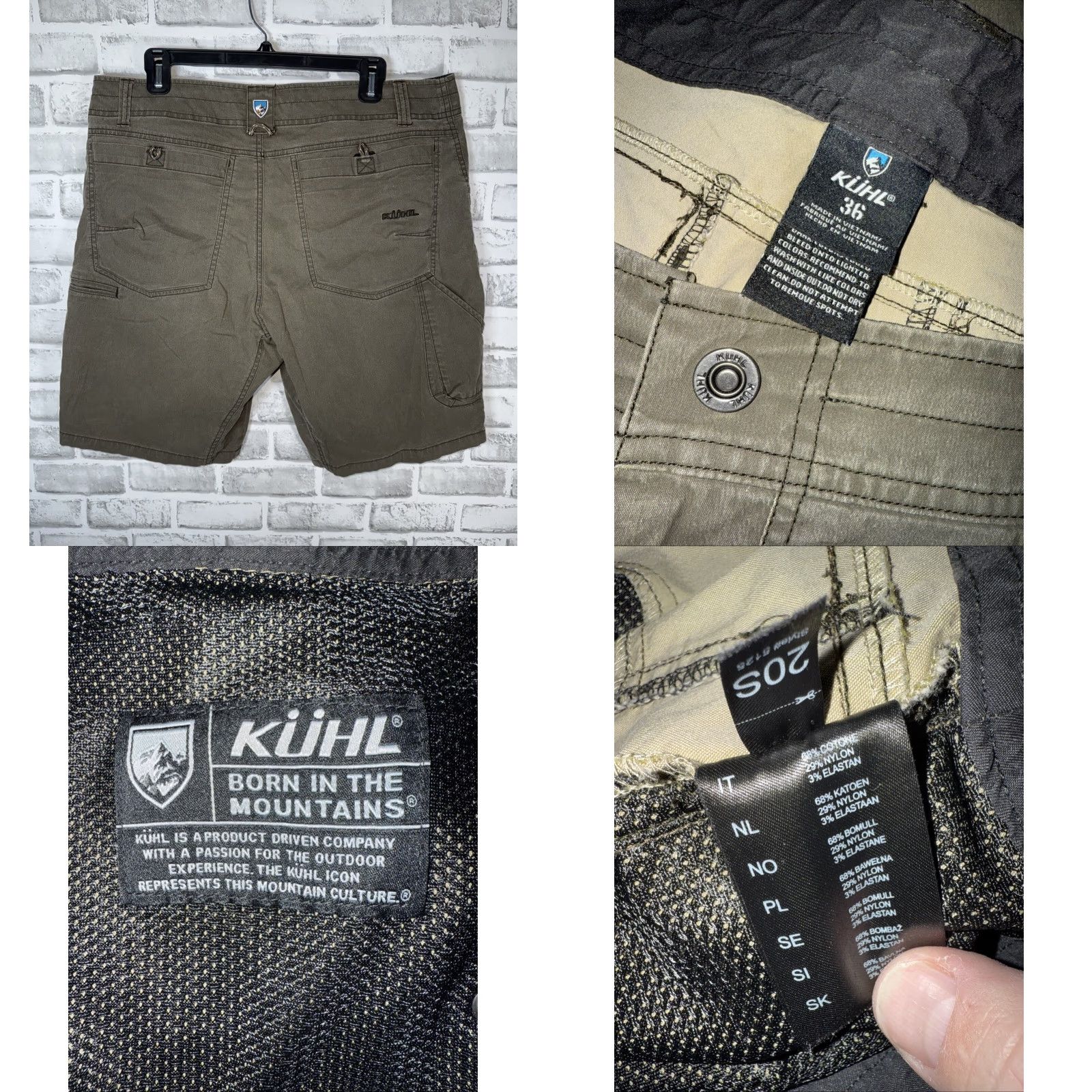 Vintage KUHL Brown Hiking Shorts Cotton Blend Mens 36 Brown Chino Hiking Mens 36 Brown KUHL Size US 36 / EU 52 - 8 Thumbnail