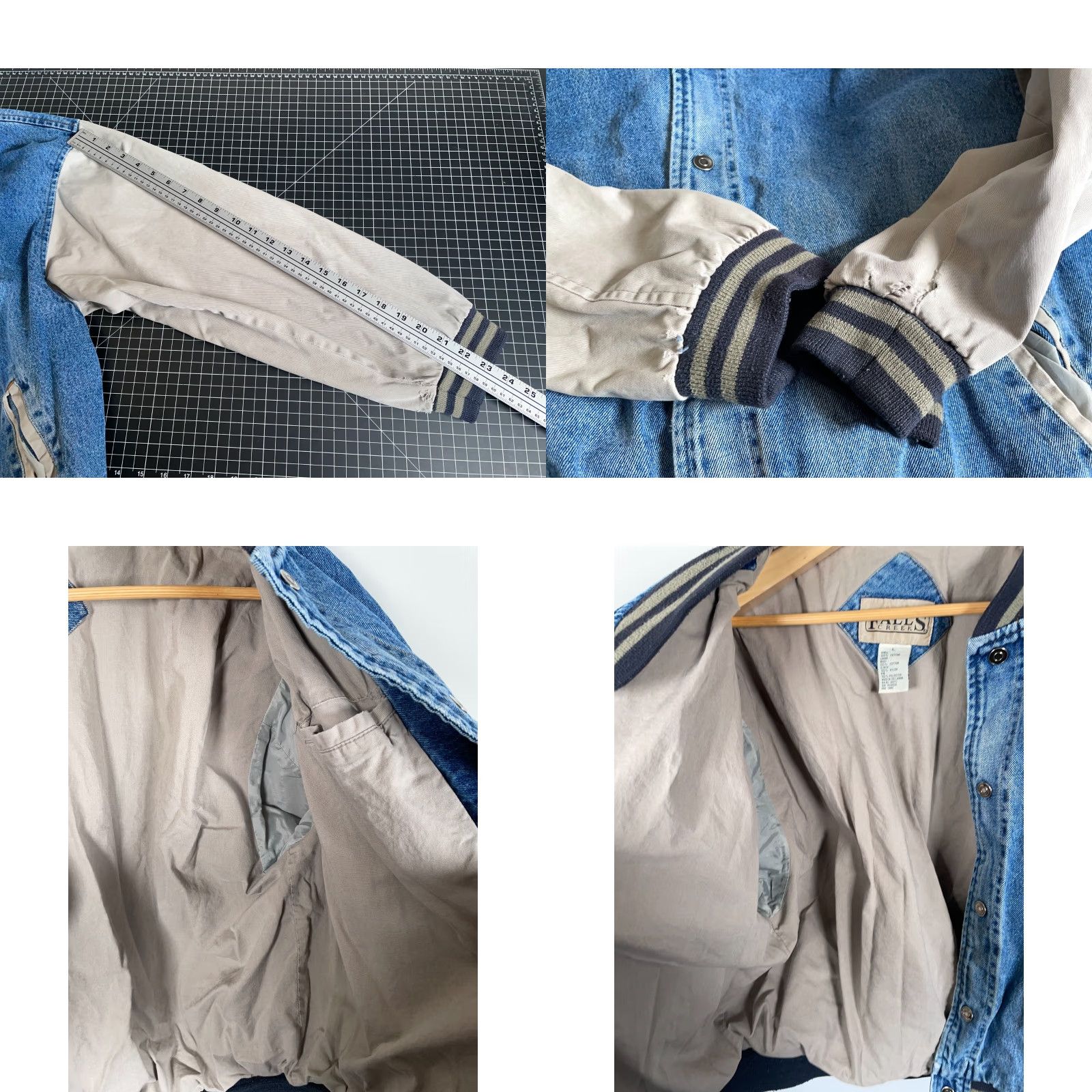 Vintage VINTAGE Falls Creek Denim Bomber Jacket Shirt Men XL Blue Beige Maine Embroidery 90s City Retro Size US L / EU 52-54 / 3 - 8 Thumbnail