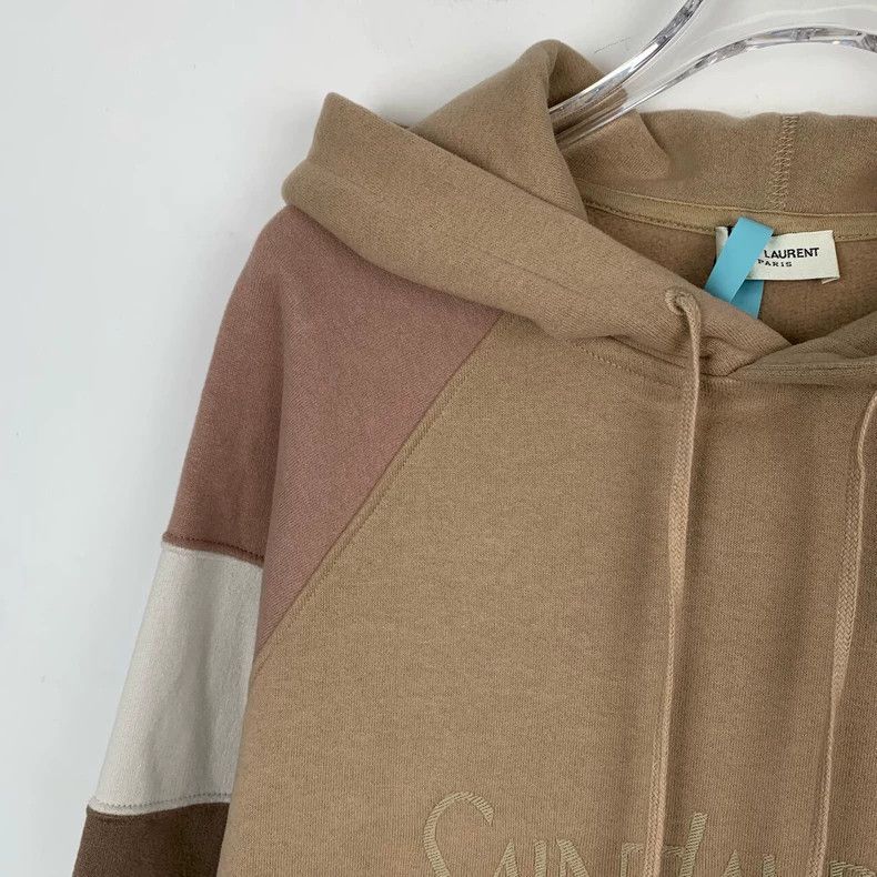 Saint Laurent Paris Saint Laurent Hooded cotton long-sleeve sweatshirt in khaki Size US L / EU 52-54 / 3 - 3 Thumbnail