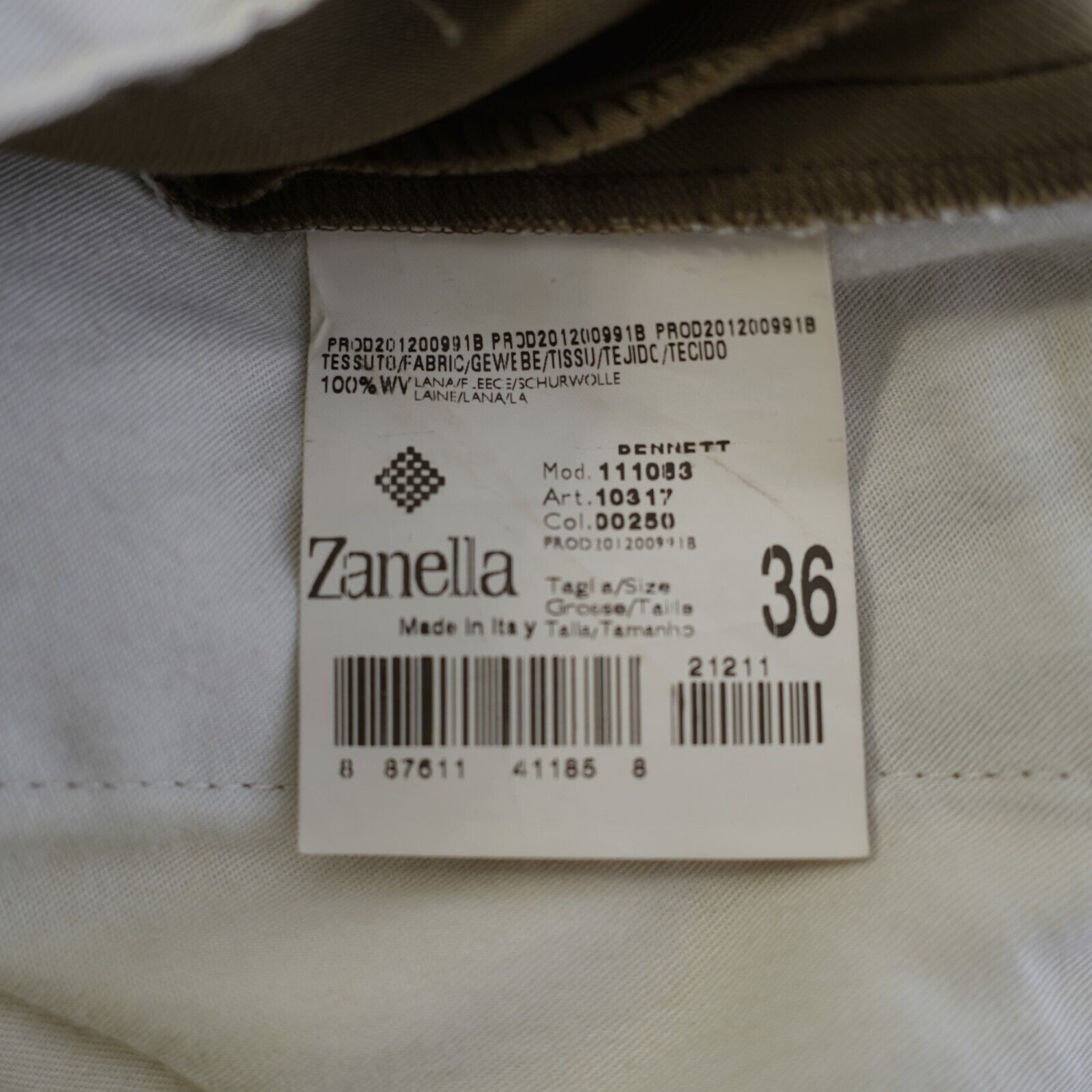 Zanella DAMAGED Zanella Bennett Super 120s Wool Tan Pleated Cuffed D Size 38R - 8 Thumbnail